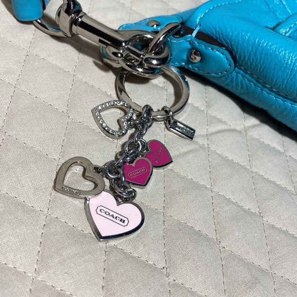 Coach Avery Drawstring Teal Turquoise Blue Super Soft. 2 Straps. - Picture 7 of 14